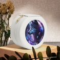 thumbnail image 6 of Fuzoiu Feathered Wolf Print Portable Jewelry Box,Round Mini Leather Travel Jewelry Case,Small Travel Jewelry Organizer,Jewelry Holder for Ring Necklace Earring for Women Girls-White, 6 of 7