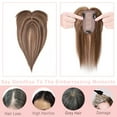 thumbnail image 6 of MY-LADY 100% Remy Human Hair Women Topper Hair Toppers Silk Base Hair Pieces Clip In Hair Topper with 3D Air Bangs 17 Colors 14inch #4P27 Medium Brown & Dark Blonde, 6 of 8