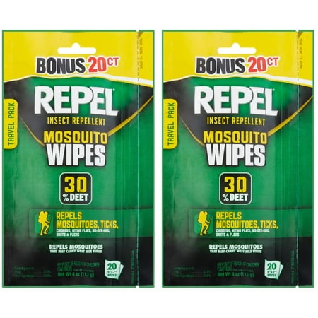 Repel Insect Repellent Mosquito Wipes 30% Deet, 20-Count, 4 oz (2
