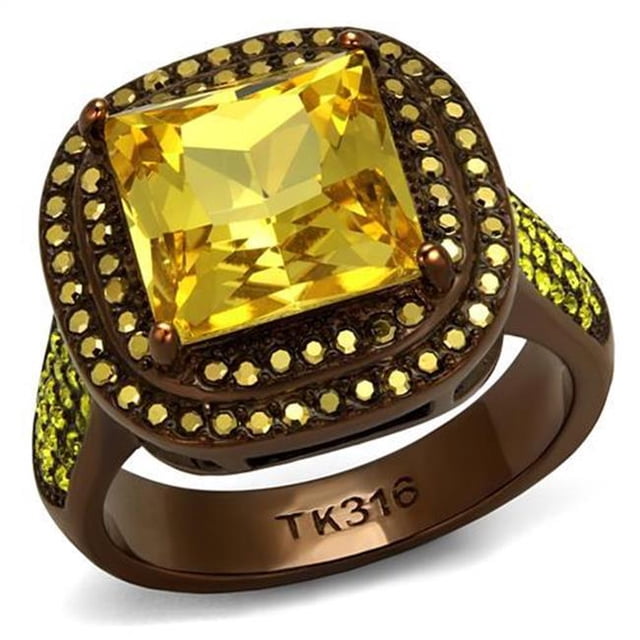 Alamode TK2677-8 Femmes IP Anneau en Acier Inoxydable avec AAA Grade CZ en Topaze - Taille 8