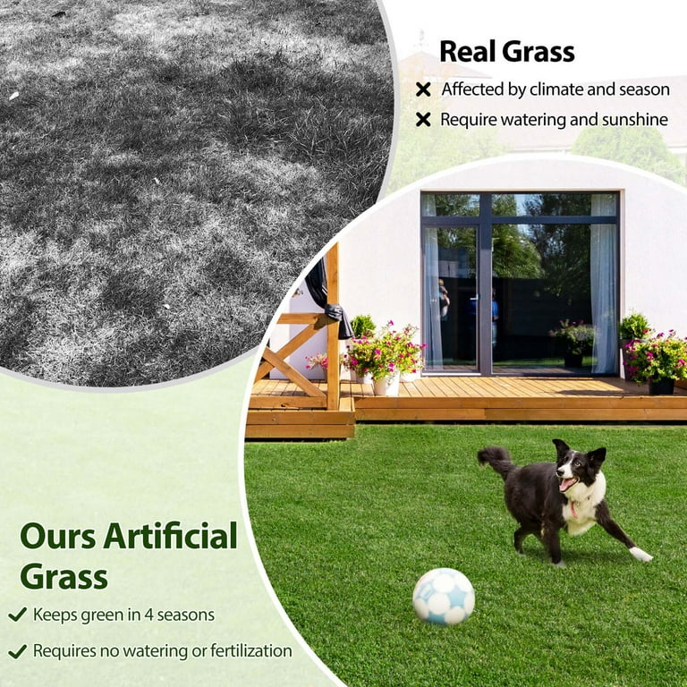 Costway 4 x 6 FT Artificial Grass Turf with Drainage Holes Nonslip