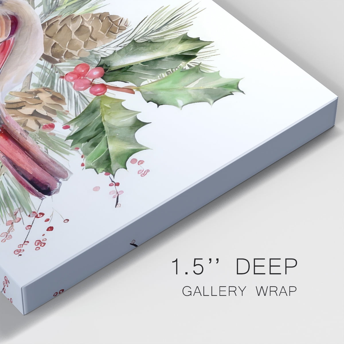 Cardinal Holly Christmas Collection B- Gallery Wrapped Canvas