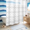 thumbnail image 5 of No Hook Shower Curtain, Grey Boho Shower Curtains for Bathroom with See Through Top Window, Vintage Ethnic Tribe Abstract Art Waterproof & Washable Bath Curtain 66"x72", 5 of 9