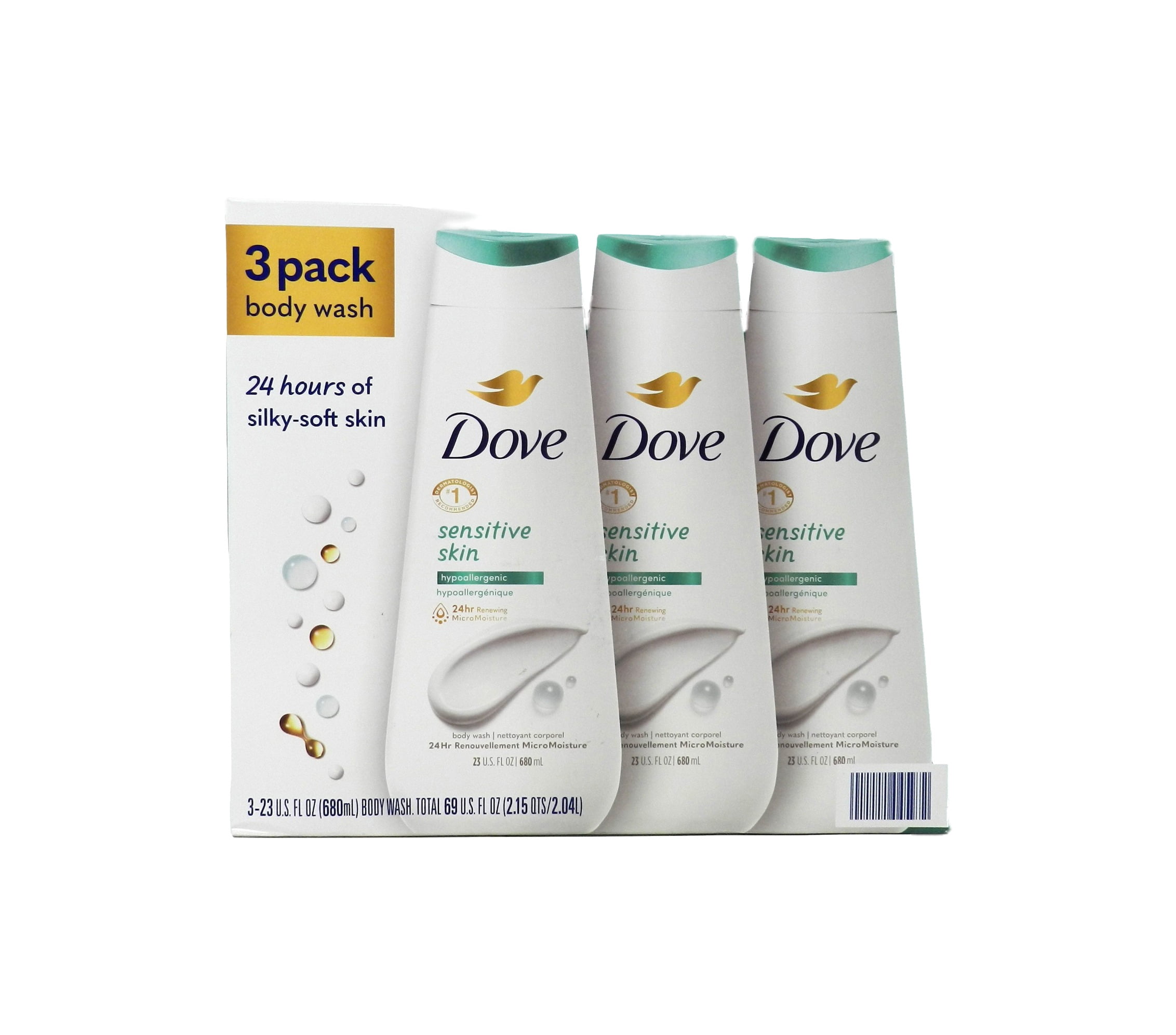 Dove Nourishing Body Wash, Sensitive Skin, 23 Fluid Ounce (Pack of 3)