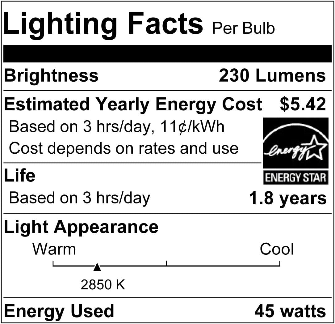 SYLVANIA R20 Incandescent Flood Light Bulbs, 45W, 295 Lumens, 2,000 Hours, Warm White, 6 Pack Value Pack