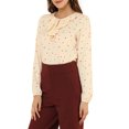 thumbnail image 4 of Unique Bargains Women's Ruffle Neck Long Sleeve Polka Dots Blouse Shirts, 4 of 5