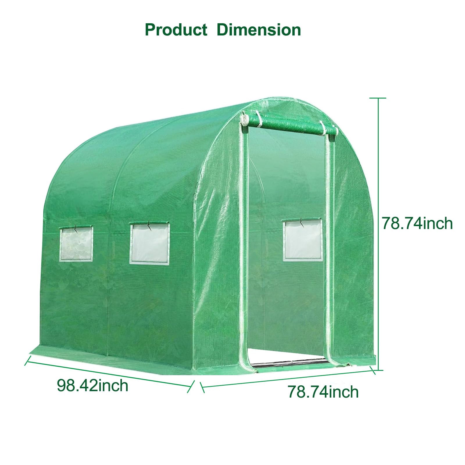 Danolapsi Walk-in Green House,Tunnel Green Houses Outdoor Portable Plant Gardening Upgraded Galvanized Steel Frame Zipper Doors