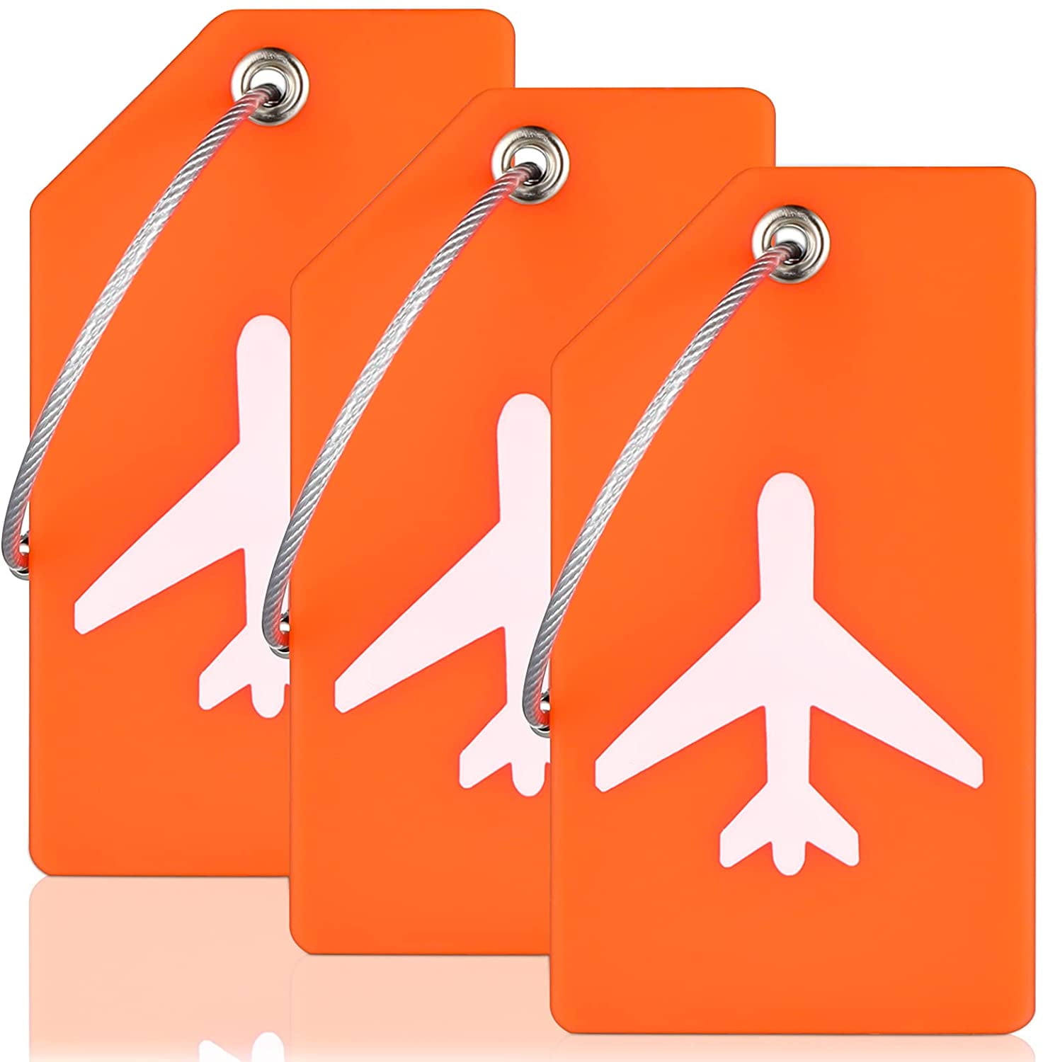 "3 Pieces Silicone Luggage Tags Flexible Baggage Tags Bright Orange Bag
