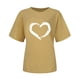 thumbnail image 5 of ICHUANYI Clearance Women Short Sleeves Crewneck Heart-shaped Print Casual Tops Blouse T-shirt(Beige, L) ICHUANYI WER2023080701574, 5 of 7