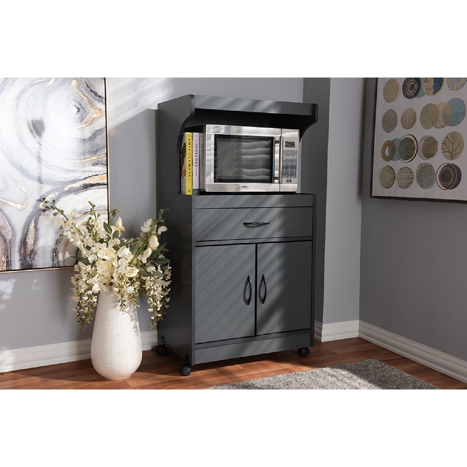 Hodedah Tall Kitchen Cabinet, Chocolate-Grey - Walmart.com