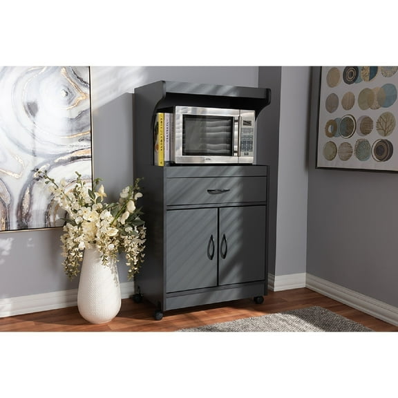Baxton Studio Tannis Modern and Contemporary Dark Grey Finished Kitchen Cabinet