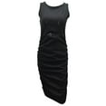 thumbnail image 6 of GENEMA Women Summer Sleeveless Crew Neck Midi Long Bodycon Dress Simple Solid Color Sexy Cut Out High Waist Pleated Ruched Party Clubwear, 6 of 19