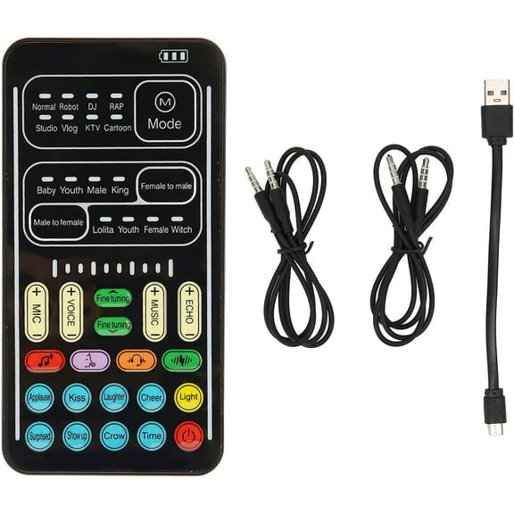 Voice Changer Disguiser, Mini Gaming Live Sound Card, for /PS5/ One/Phone/Computer PC/Tablet, 8 Kinds Sound Adjustable, Plug and Play(Black)