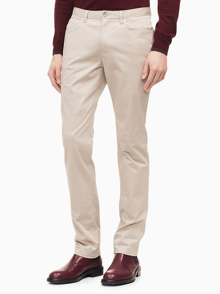 Calvin Klein Men's Authentic 5 Pocket Pants - Slim Fit, Plaza Taupe, 38X30  
