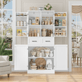 thumbnail image 5 of Homfa 68" Tall Kitchen Pantry with Adjustable Spice Rack, Storage Cabinet with Glass Door & 2 Drawers for Dining Room, White, 5 of 7