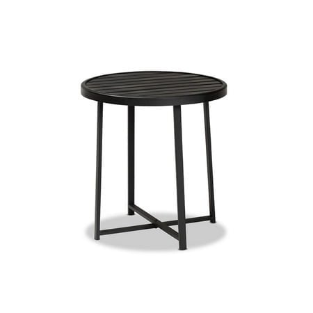 Baxton Studio Sadiya Table d'Appoint Industriel en Métal Noir pour l'Extérieur