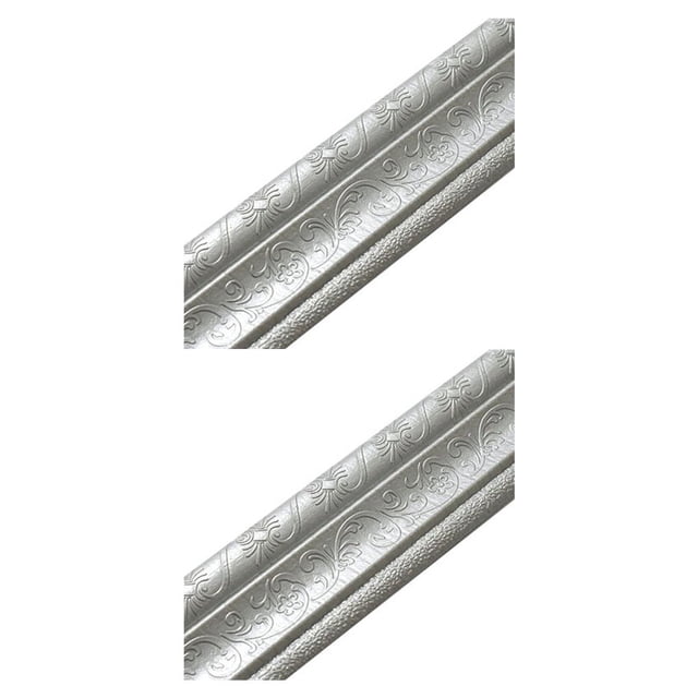 Guardoinrt 2 . Waterproof Border Wall Sticker Top Corner Line Wall Edge Strip Wall Waist Line Sticker Tiles Wallpaper Border 3D Wall Decor silver 2Set