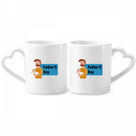 

Father Day Great Silence Art Deco Fashion Couple Porcelain Mug Set Cerac Lover Cup Heart Handle