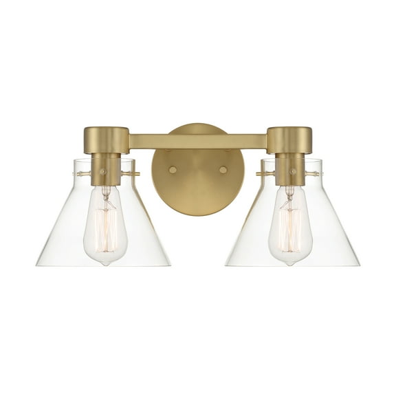 Designers Fountain Willow Creek 16.5 inch 2-Light Brushed Gold Contemporary Bathroom Vanity Light Fixture with Clear Blown Glass Shades, D204M-2B-BG