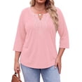 thumbnail image 4 of Fantaslook 3/4 Sleeve Womens Plus Size Tops V Neck Lace Blouses Casual Tunic Shirts, 4 of 9