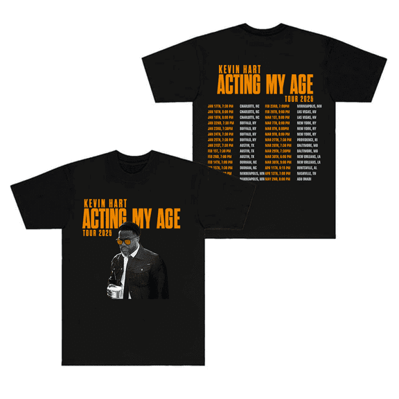 Kevin Hart T Shirts 2025 Acting My Age Tour Merch T-Shirt New List Short Sleeve Crewneck Women Men Top Tees