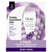 Olay Moisture Ribbons Plus Shea + Lavender Oil Women's Body Wash, All Skin Types, 18 fl oz, Twin Pack