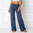 thumbnail image 2 of Womens Pants Summer Lightweight Low Waist Flared Jeans Casual Sports Solid Blue XL, 2 of 5