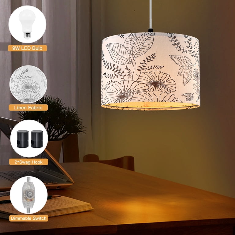 Cinkeda Plug-In Dimmable Pendant Light with Floral Shade photo 8