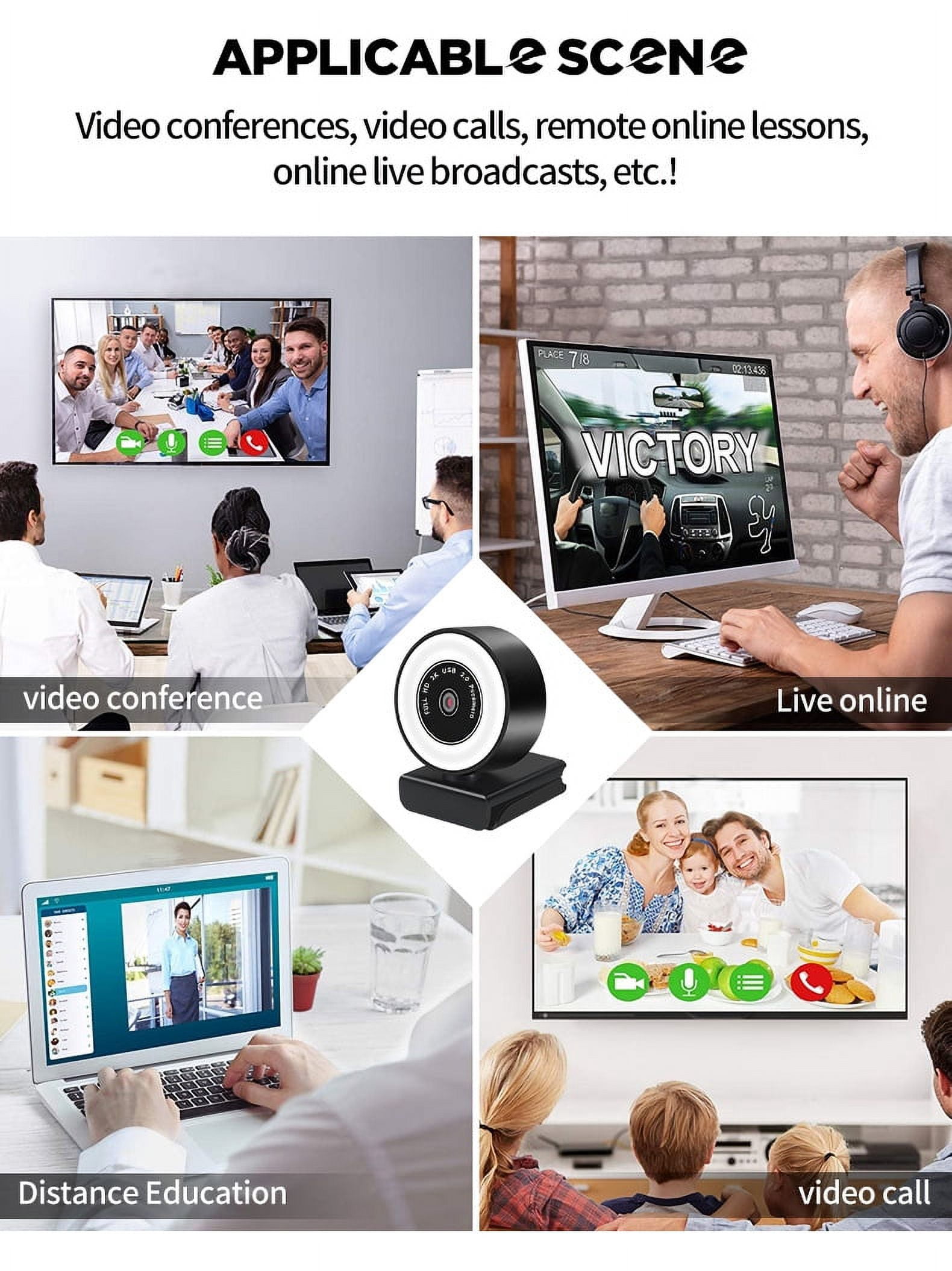 1080P HD Mini USB 2.0 Webcam with Built-in Audio Microphone