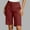 Wine, variant on Hvot&aat Women Summer Casual Solid Color Slim Button Pocket Workwear Pants Knee Length Bermuda Shorts with Pocket