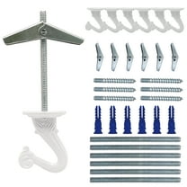 NACETURE Ceiling Hooks for Hanging Plants – 6 Pcs White Plant Hooks for Hanging Baskets Outdoor or Indoor - Swag Hook for Ceiling with Toggle Hooks for Hanging Lights, Flower Install Screw in Hooks