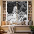 thumbnail image 3 of Black Grey Ombre Kitchen Curtains, Abstract Modern Geometric Moire Art Light Filtering Window Curtain Panels, 2Pcs Rod Pocket Window Treatments Set for Living Room Bathroom Bedroom 42x63 Inches, 3 of 9