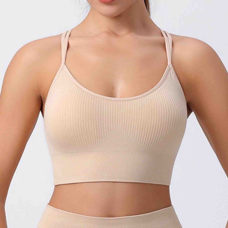 TheLovely - Women Seamless Criss Cross Front Sports Bra Bralette With Removable Pads