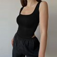 thumbnail image 5 of Débardeur Ajusté Sans Manches Couleur Unie Extensible Col en U pour Femmes Été, 5 of 5