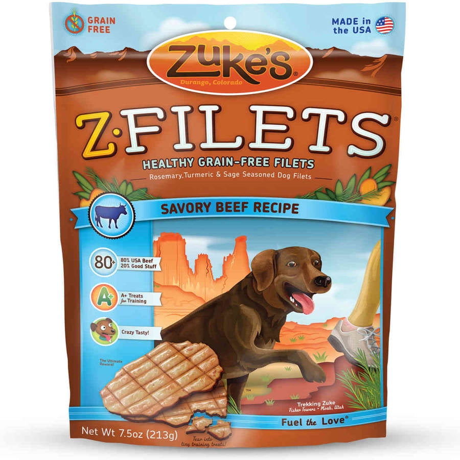 Zuke's ZFilets Select Grain Free Dog Treat Grilled Beef 7.5 oz.