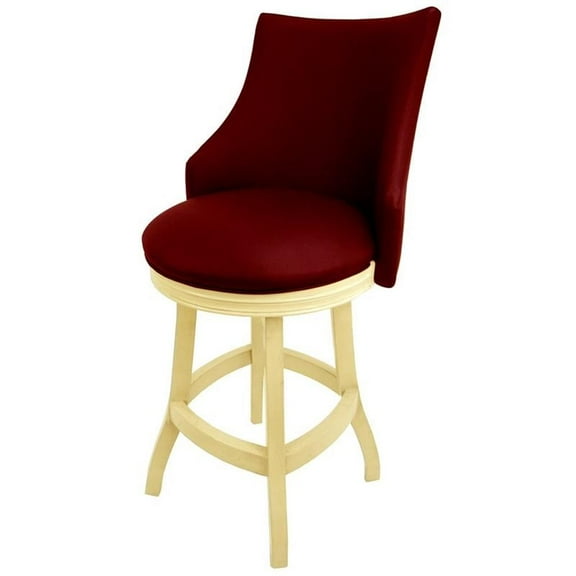 Tobias Designs Bellissima 26" Swivel Wood Counter Stool in Red/ Beige