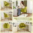 thumbnail image 3 of Ktaxon Vanity Makeup Chair Comfy Accent Chair Small Office Chair with Flower Back and Lumbar Pillow for Living Dining Room Bedroom Home Office Velvet Green, 3 of 10