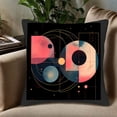 thumbnail image 5 of Set of 2 18x18in Throw Pillow Covers with Abstract Overlapping Circles in Pink Blue and Orange on Black Gold Accents Modern Design, 5 of 8