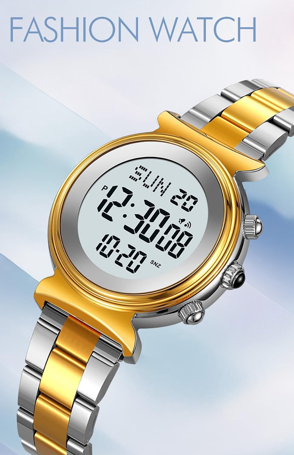 Women's Digital Watch Stainless Steel Watch for Women Waterproof Dual Time Date Watch Women's Business Watch