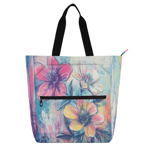 BZSMCE Book Tote Bag Casual Style Creatively Cherry Bloom Printed
