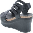 thumbnail image 3 of Pierre Dumas Hester-12 Women's Vegan Leather Double-Buckle Rounded-Toe Wedge Sandals, 3 of 7