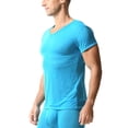 thumbnail image 2 of YUGYXL Men's Undershirt Short Sleeves T-Shirt Crew-Neck Slim Fit Body Shaper Underwear Shirt for Men Blue XL, 2 of 3