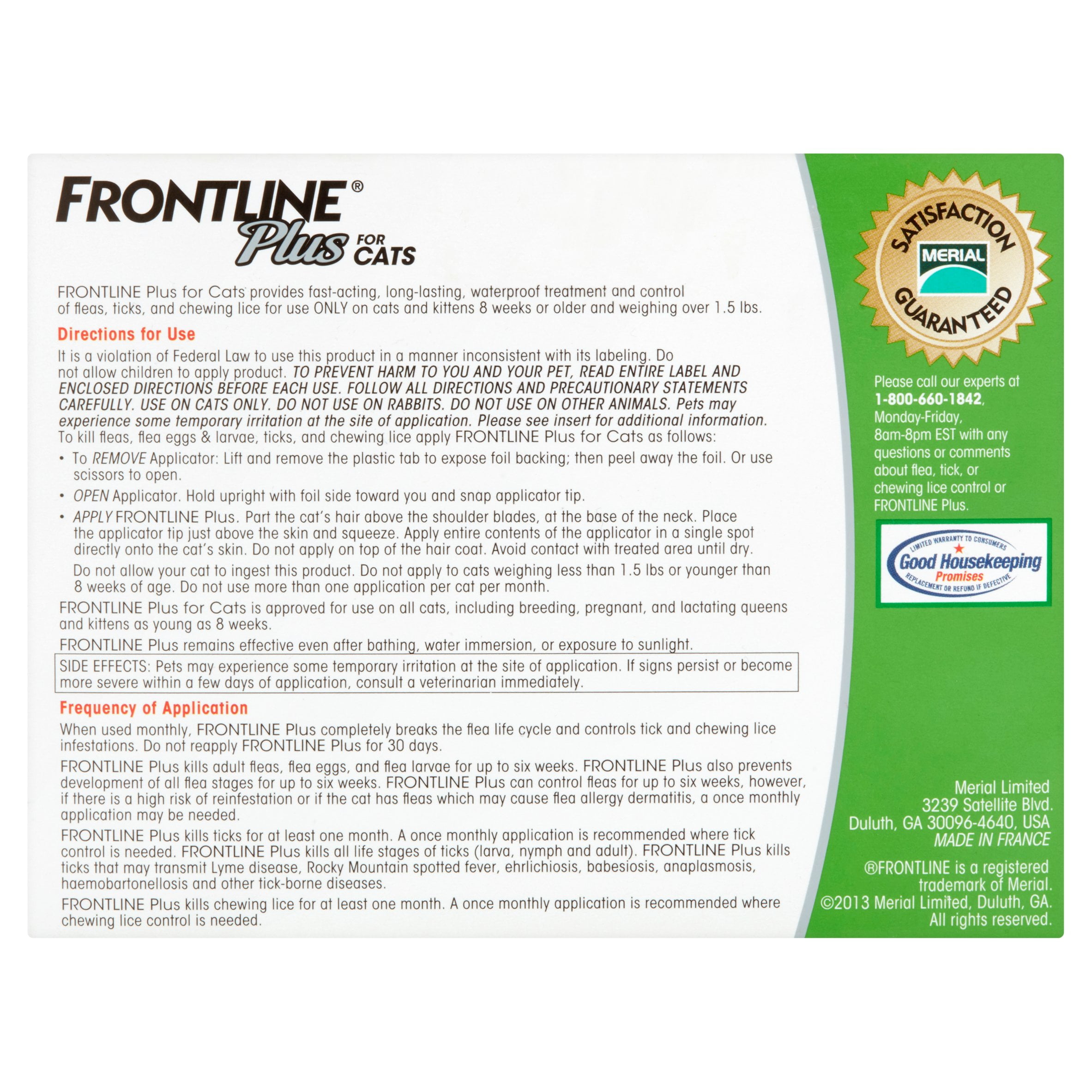 Frontline Plus Flea And Tick Treatment For Cats Kittens 6 Frontline Plus Flea And Tick Treatment For Cats Kittens 6 Monthly Doses