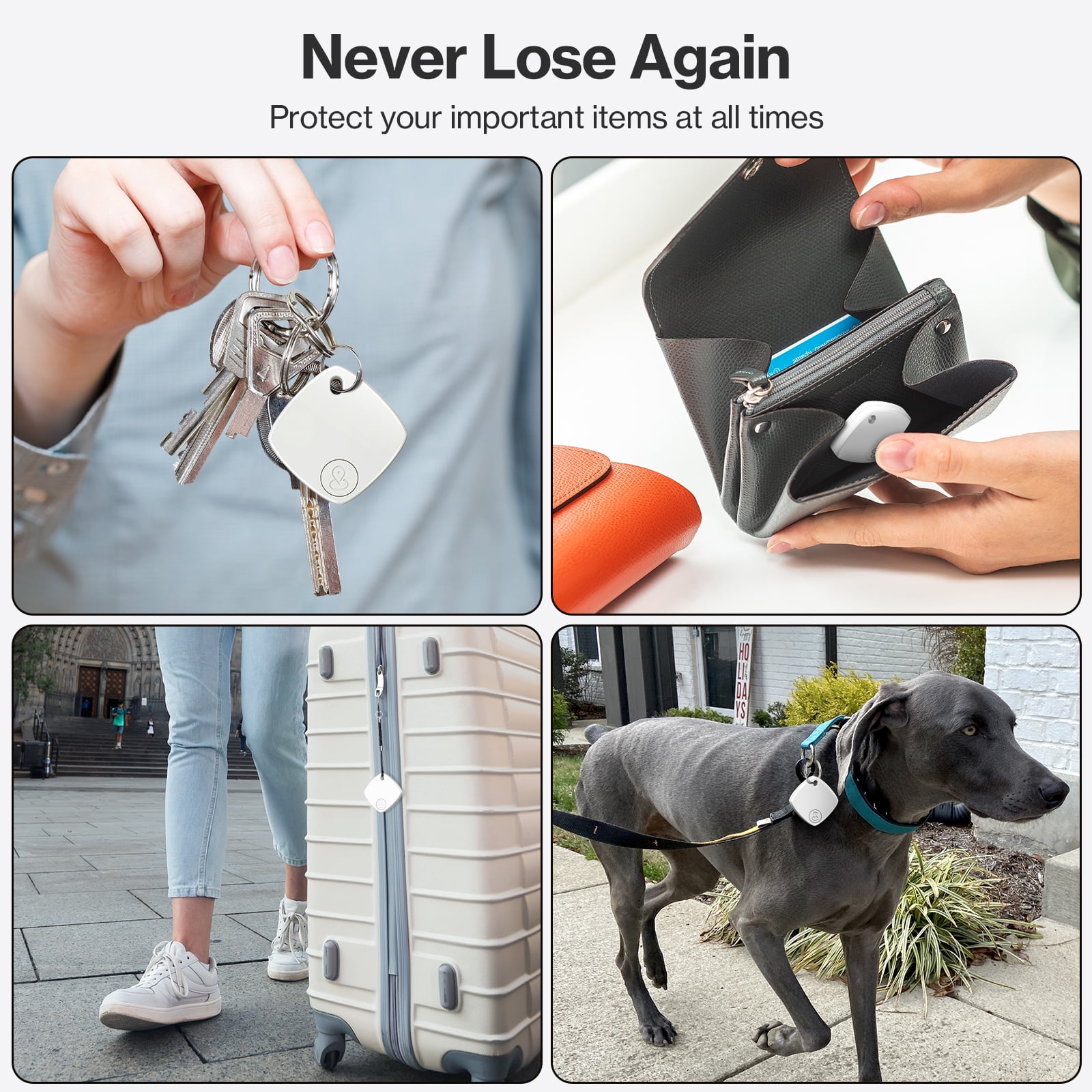 Air Tracker Tag 2Pack,Smart Wallet Tracker with Apple Find My(iOS Only),IP67 Waterproof,Standby for One Year,Item Locator Keys/Wallets/Bags,White
