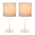 thumbnail image 2 of LimeLights Home Decorative Stick Lamp with USB Charging Port, Gray Fabric Shade and White Base - 2 Pack Set, 2 of 10