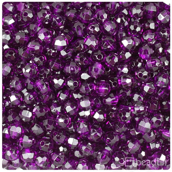 BeadTin Dark Amethyst Transparent 6mm Faceted Round Craft Beads (600pcs)