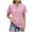 Pink, variant on Uaswgudfs Women's Dressy Casual V-Neck Blouse Tee - Loose Fit Short Sleeve with Curved Hem Solid Color Stretch Top