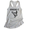 thumbnail image 1 of Winging It Tank Top, Ladies Racerback Tank Top, Chicken Tank, Chicken Wing Tank, Silver Gray, XX-Large, 1 of 3