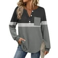 thumbnail image 7 of Craaazy Long Sleeve Shirts For Women Color Blocking Printing Blouses Long Sleeve Tops Button V-Neck Pullover Pocket Sweatshirts Gifts, 7 of 7