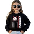 thumbnail image 5 of Patriotic Baseball Sweatshirt for Women, Men & Kids - Game Day USA Flag Sports Pullover Black Sweatshirt Youth Large, 5 of 7